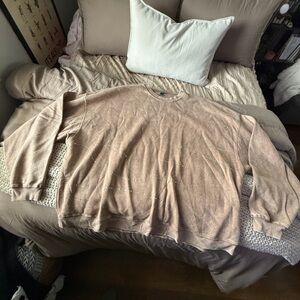 Beige Crewneck Sweatshirt with Jewel Details